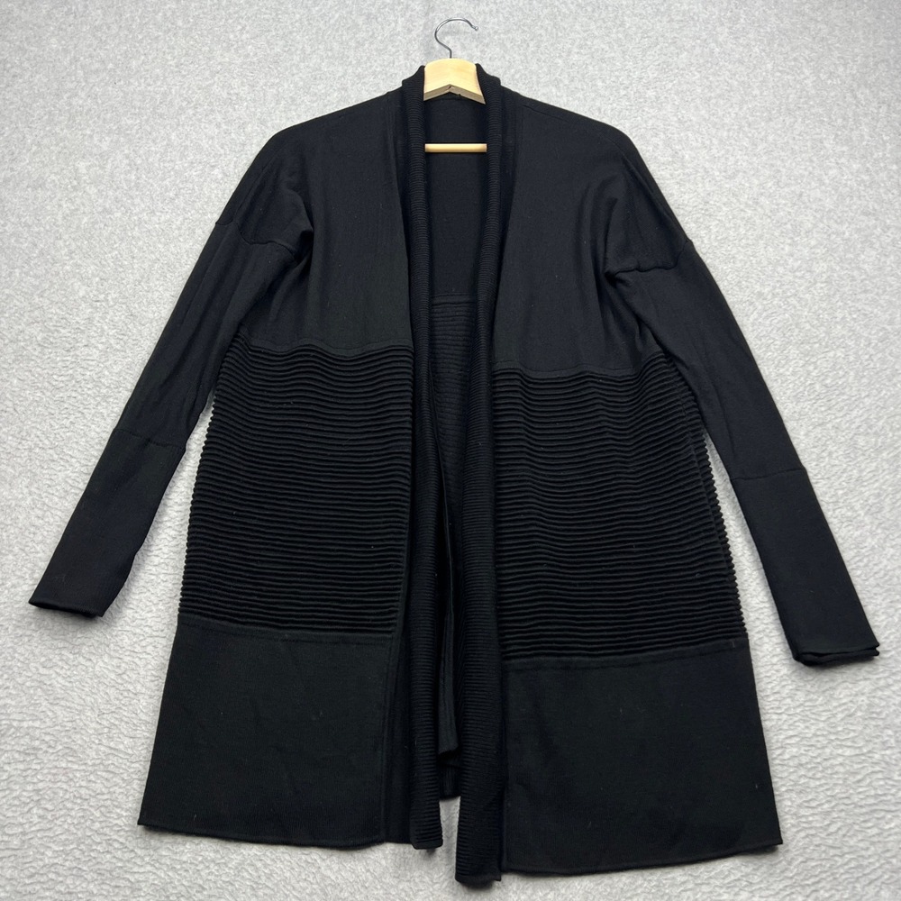Lululemon Sit In Lotus Wrap II Women 2* Black Merino Wool Ribbed Cardigan W4ANWS
